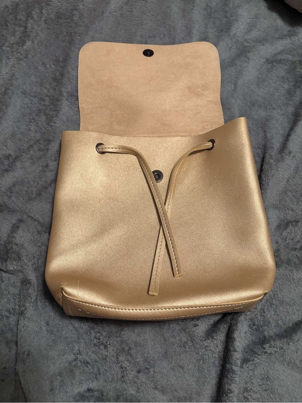 Metallic Gold Mini Backpack - Picture 3 of 6